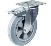 Parnells 200mm 8" Castor Grey Rubber Tyre Swivel With Brake Strong 205Kg Capacity