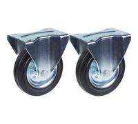 Parnells 200mm 8" Castor Rubber Tyre, Fixed, Strong 400Kg Capacity, Set Of 2