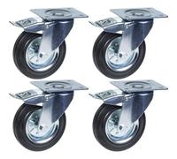 Parnells 200mm 8" Castor Rubber Tyre, Swivel With Brake, Strong 800Kg Capacity, Set Of 4
