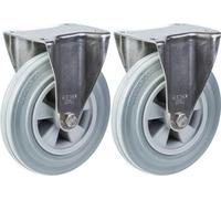 Parnells 200mm 8" Stainless Steel Castor Grey Rubber, Fixed, 410Kg, Set Of 2