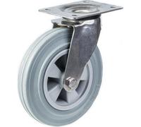 Parnells 200mm 8" Stainless Steel Castor Grey Rubber, Swivel, 205Kg