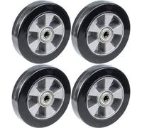 Parnells 200mm 8" Wheel Black Rubber With Aluminium Centre 1800Kg Capacity, Set Of 4