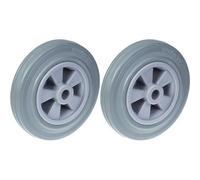 Parnells 200mm 8" Wheel Grey Rubber Tyre With Plastic Centre 410Kg Capacity, Set Of 2