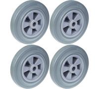 Parnells 200mm 8" Wheel Grey Rubber Tyre With Plastic Centre 820Kg Capacity, Set Of 4