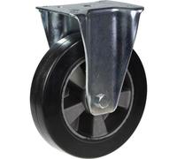 Parnells 200mm Fixed Castor With Black Elastic Rubber On Aluminium Centre Wheel