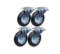 Parnells 200mm Rubber Waste Bin Castors, Swivel Braked Set of 4, 800kg