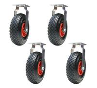 Parnells 300X4 260mm Pneumatic 10 Inch Castors Plastic Centre Fixed Inflated (Set Of 4)