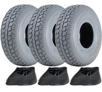 Parnells 330X100 Grey Mobility Scooter Tyre & Inner Tube Pneumatic Tire 400-5 (Set Of 3)