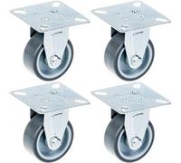 Parnells 50mm 2" Castor Grey Rubber Tyre, Fixed, 160Kg Capacity, Set Of 4