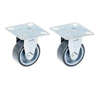 Parnells 50mm 2" Castor Grey Rubber Tyre, Fixed, 80Kg Capacity, Set Of 2