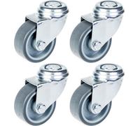 Parnells 50mm 2" Castor Grey Rubber Tyre, Swivel, 160Kg Capacity, Set Of 4