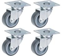 Parnells 50mm 2" Castor Grey Rubber Tyre, Swivel, 160Kg Capacity, Set Of 4