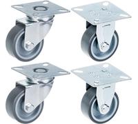 Parnells 50mm 2" Castor Grey Rubber Tyre, Swivel & Fixed, 160Kg Capacity, Set Of 4