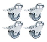 Parnells 50mm 2" Castor Grey Rubber Tyre, Swivel With Brake, 160Kg Capacity, Set Of 4