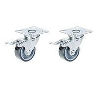 Parnells 50mm 2" Castor Grey Rubber Tyre, Swivel With Brake, 80Kg Capacity, Set Of 2