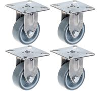 Parnells 50mm 2" Stainless Steel Castor Grey Rubber, Fixed, 160Kg, Set Of 4