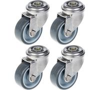 Parnells 50mm 2" Stainless Steel Castor Grey Rubber, Swivel, 160Kg, Set Of 4