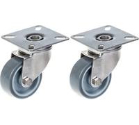 Parnells 50mm 2" Stainless Steel Castor Grey Rubber, Swivel, 80Kg, Set Of 2