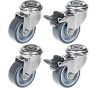 Parnells 50mm 2" Stainless Steel Castor Grey Rubber, Swivel & Brake, 160Kg, Set Of 4