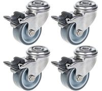 Parnells 50mm 2" Stainless Steel Castor Grey Rubber, Swivel With Brake, 160Kg, Set Of 4