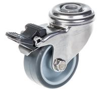 Parnells 50mm 2" Stainless Steel Castor Grey Rubber, Swivel With Brake, 40Kg