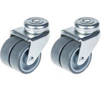 Parnells 50mm 2" Twin Wheel Castor Grey Rubber Swivel 140Kg Capacity, Set Of 2