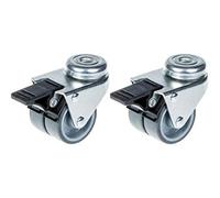 Parnells 50mm 2" Twin Wheel Castor Grey Rubber Swivel With Brake 140Kg Capacity, Set Of 2