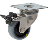 Parnells 50mm Stainless Steel Swivel/brake Castor With Grey Electrically Conductive Therm