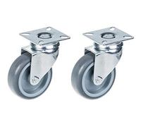 Parnells 75mm 3" Castor Grey Rubber Tyre, Swivel, 120Kg Capacity, Set Of 2