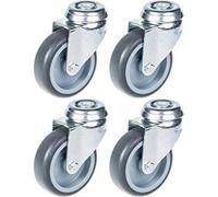 Parnells 75mm 3" Castor Grey Rubber Tyre, Swivel, 240Kg Capacity, Set Of 4