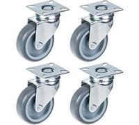 Parnells 75mm 3" Castor Grey Rubber Tyre, Swivel, 240Kg Capacity, Set Of 4