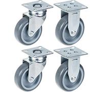 Parnells 75mm 3" Castor Grey Rubber Tyre, Swivel & Fixed, 240Kg Capacity, Set Of 4