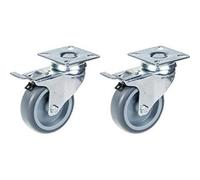 Parnells 75mm 3" Castor Grey Rubber Tyre, Swivel With Brake, 120Kg Capacity, Set Of 2