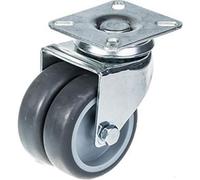 Parnells 75mm 3" Twin Wheel Castor Grey Rubber Swivel 100Kg Capacity