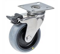 Parnells 75mm Stainless Steel Swivel/brake Castor With Grey Electrically Conductive Therm