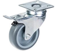 Parnells 75mm Swivel/brake Castor With Grey Tpr-Rubber On Polypropylene Centre Wheel