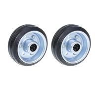Parnells 80mm 3" Black Rubber Wheels With Pressed Steel Centre 70Kg - Set Of 2