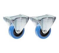 Parnells 80mm 3" Castor Blue Rubber Fixed Strong 280Kg Capacity, Set Of 2