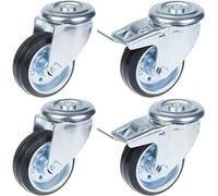 Parnells 80mm 3" Castor Rubber Tyre, Swivel & Brake, Strong 280Kg Capacity, Set Of 4