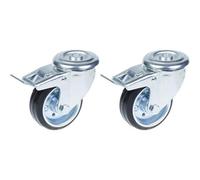 Parnells 80mm 3" Castor Rubber Tyre, Swivel With Brake, Strong 140Kg Capacity, Set Of 2