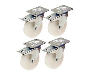 Parnells 80mm 3" Inch Nylon Castors - Heavy Duty Swivel Braked Castor Set 120Kg Each - Se