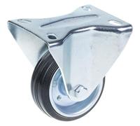 Parnells 80mm Fixed Castor With Black Rubber On Pressed Steel Centre Wheel