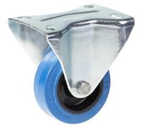 Parnells 80mm Fixed Castor With Blue Elastic Rubber On Nylon Centre Wheel