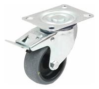Parnells 80mm Swivel/brake Castor With Grey Electrically Conductive Thermoplastic Rubber