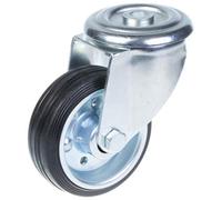 Parnells 80mm Swivel Castor With Black Rubber On Pressed Steel Centre Wheel