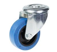Parnells 80mm Swivel Castor With Blue Elastic Rubber On Nylon Centre Wheel