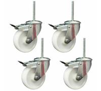 Parnells Heavy Duty Bolt Hole Castor With Bolt Fitting, Braked Castor - Set Of 4 Brakes