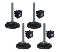 Parnells Stainless Foot M12X100 80mm Plastic Base With Holes+Insert 40X40X1.5mm-Set Of 4