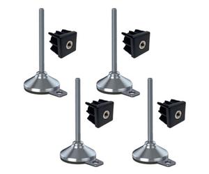 Parnells Stainless Foot M12X150 80mm Base, Pad & Fixing Hole+Insert 30X30X1.5mm-Set Of 4