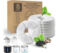 Parner 8 Pack Replacement Filter for Cat Fountain, Healthy and Hygienic Filter for Pet Water Dispenser